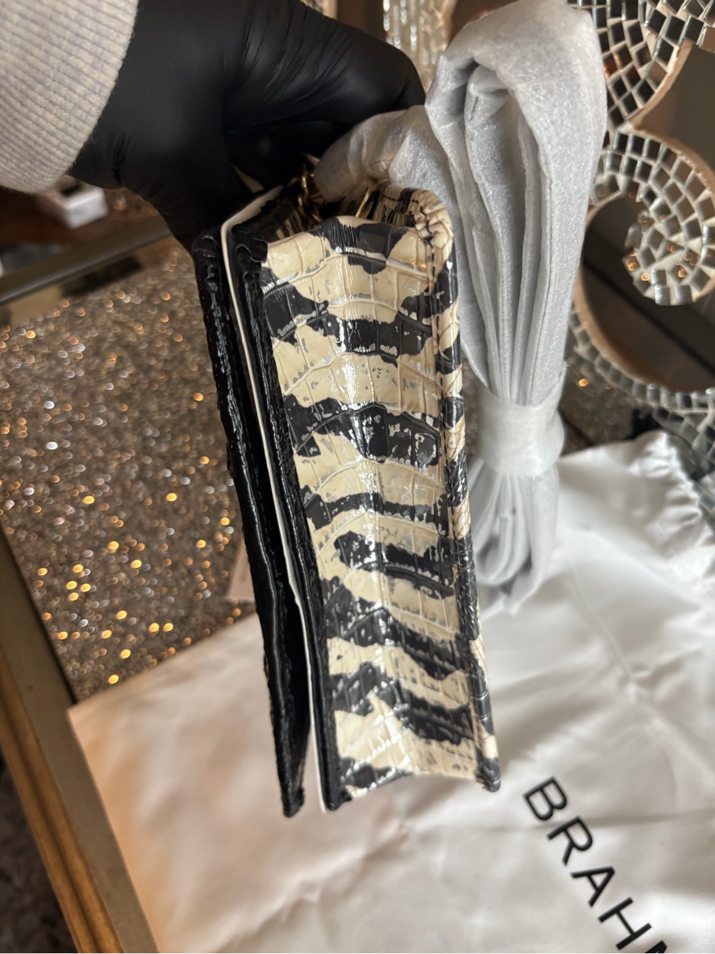 Brahmin Zebra-Print Leather Crossbody - Black & White — image 2 of 4